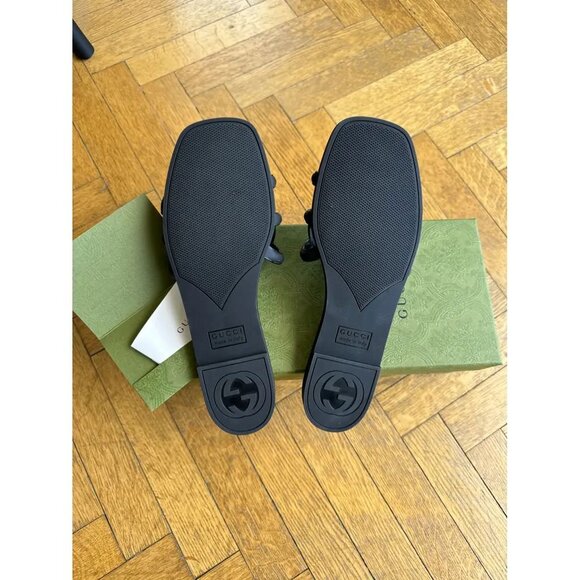 Gucci Women's Black Marmont Rubber Slides - Size 9 - Picture 5 of 6